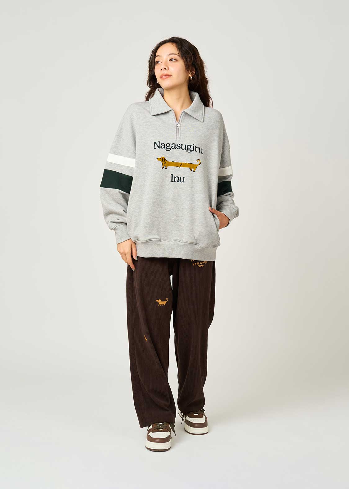 Painted Nagasugiru Inu | Half-Zip Sweatshirt