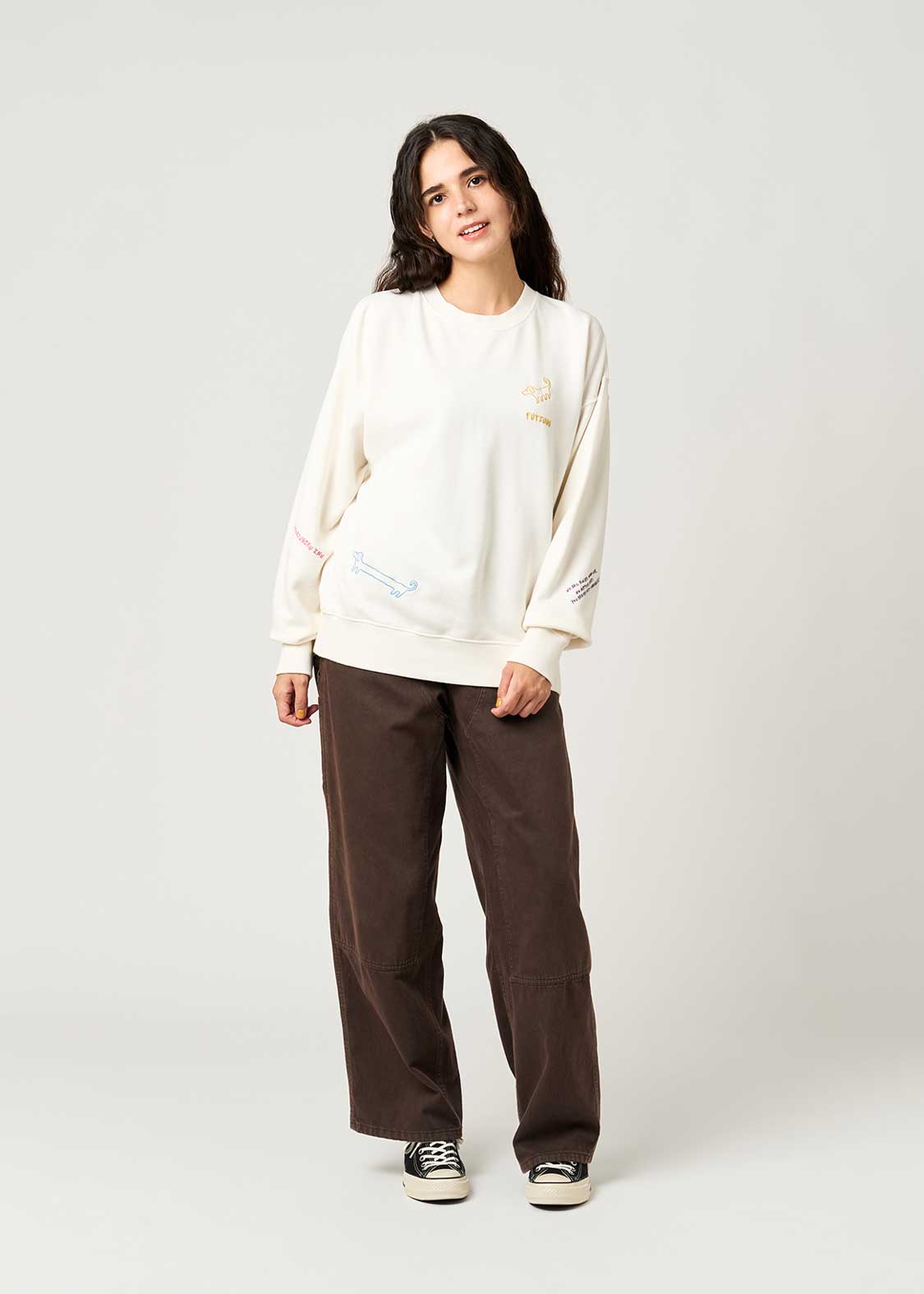 Nagasugiru Inu A | Pigment Fleece Sweatshirt