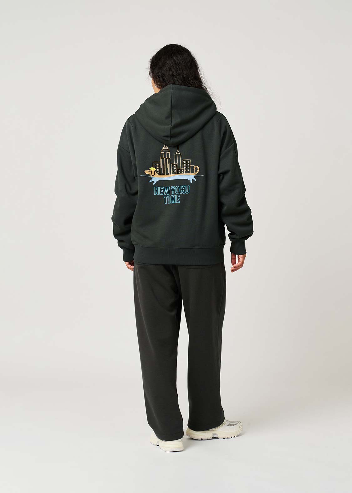 Nagasugiru Inu New York Time | Cardboard Big Zip Hoodie