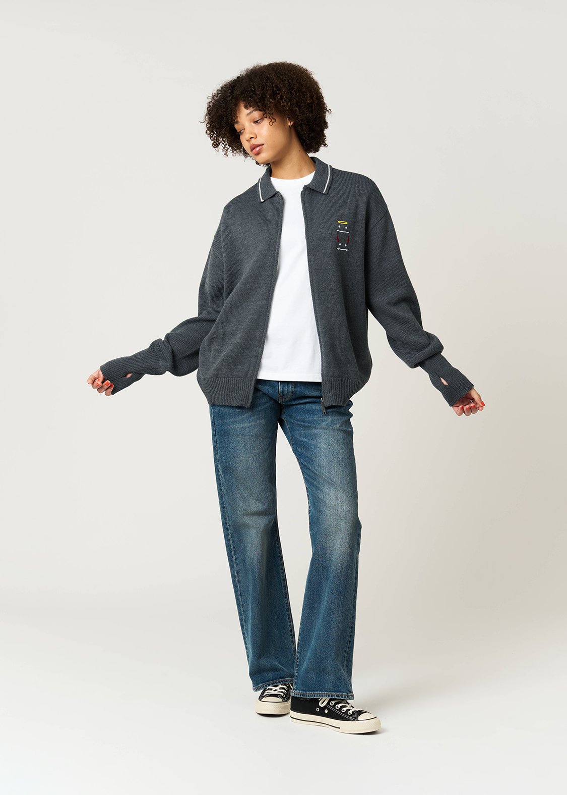 Beautiful Shadow Devil And Angel | Collared Knit Cardigan