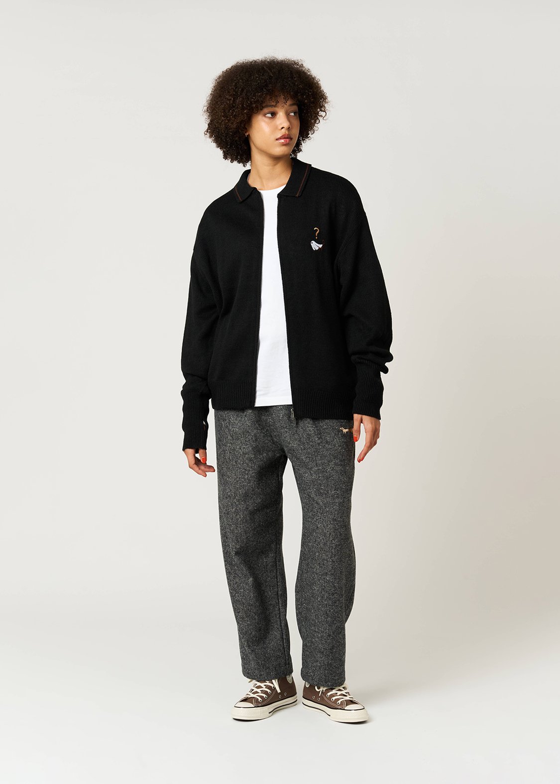 Nagasugiru Inu Ghost | Collared Knit Cardigan