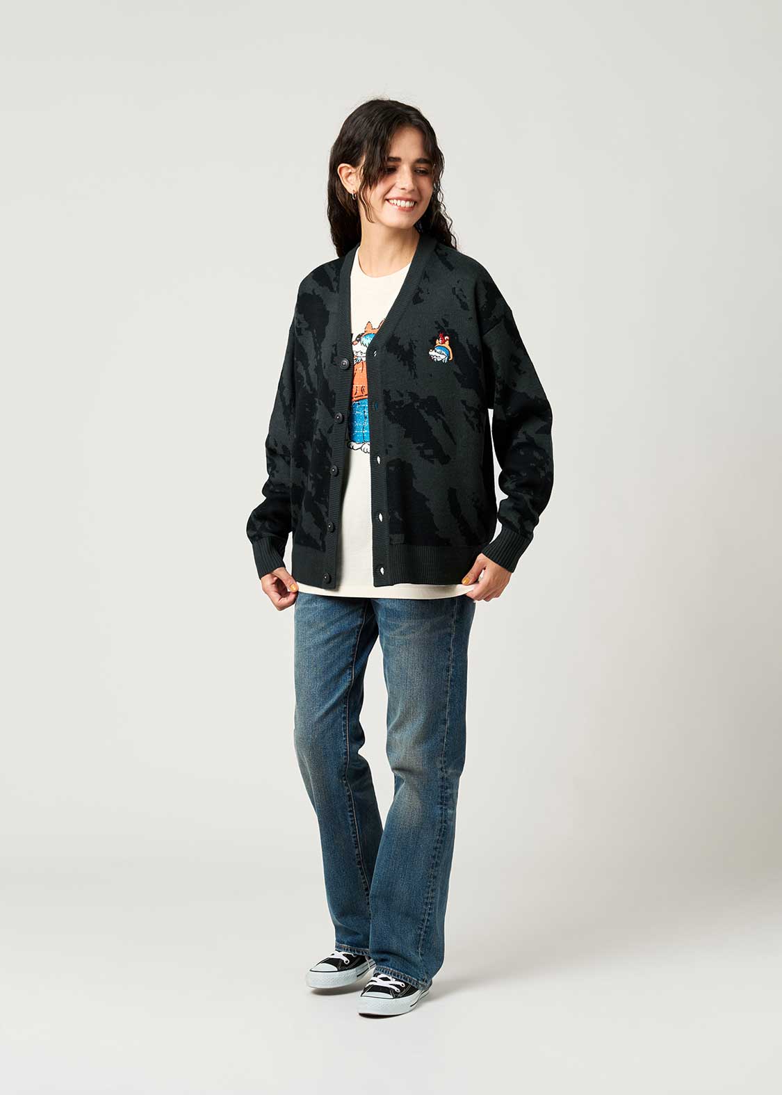 Shonen Wolf | Jacquard V-Neck Knit Cardigan