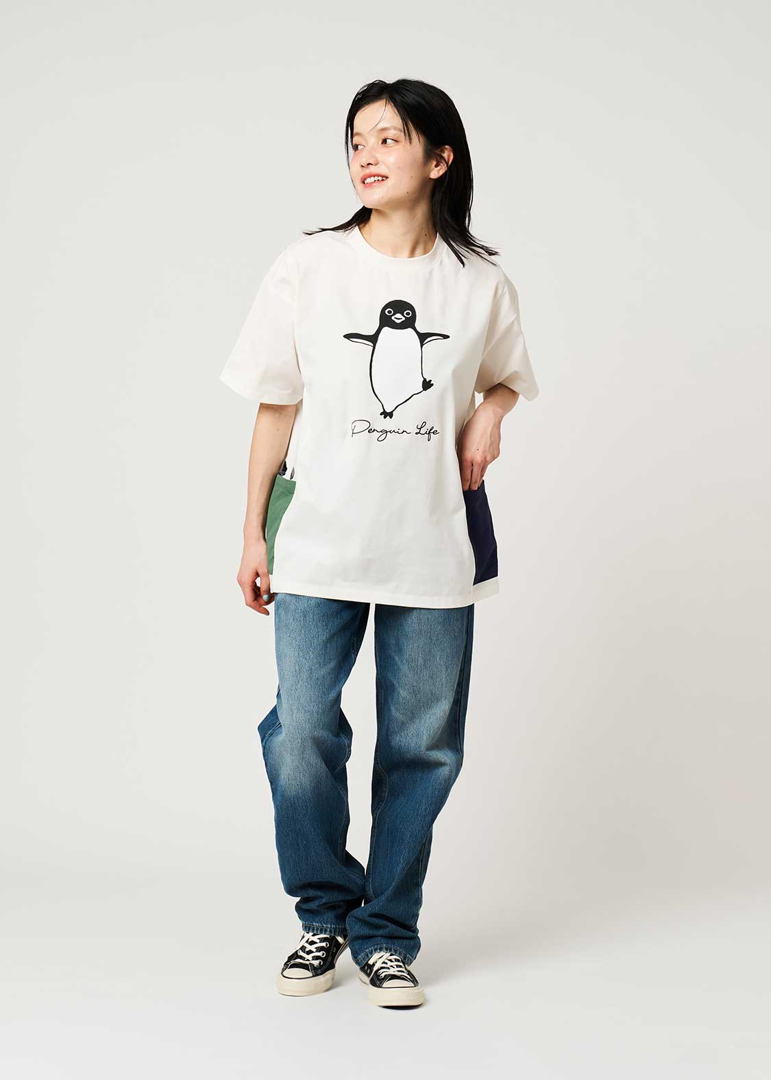 Sakazaki Chiharu – Penguin Life | Side Pocket Oversized T-Shirt