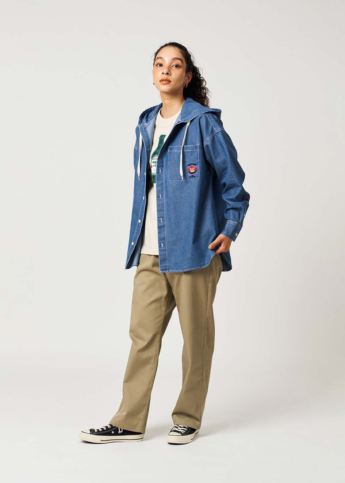 Ikaku Noringo | Denim Big Hooded Shirt