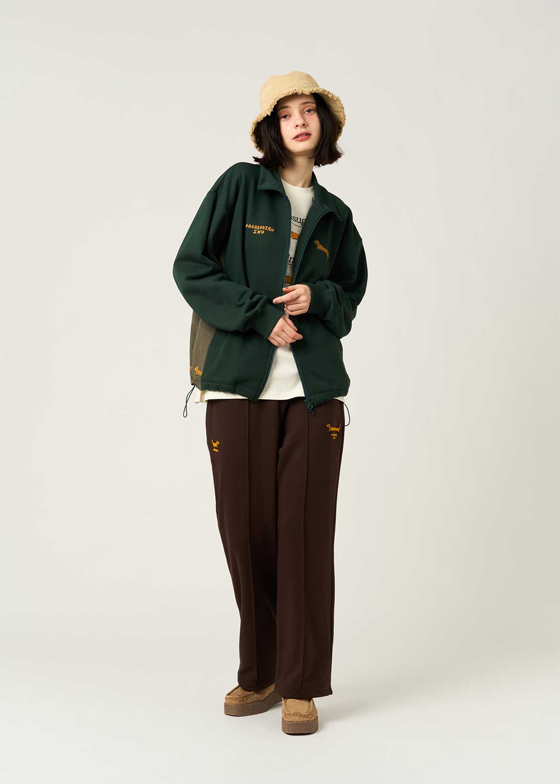 Painted Nagasugiru Inu | Fleece Stand-Up Zip Blouson