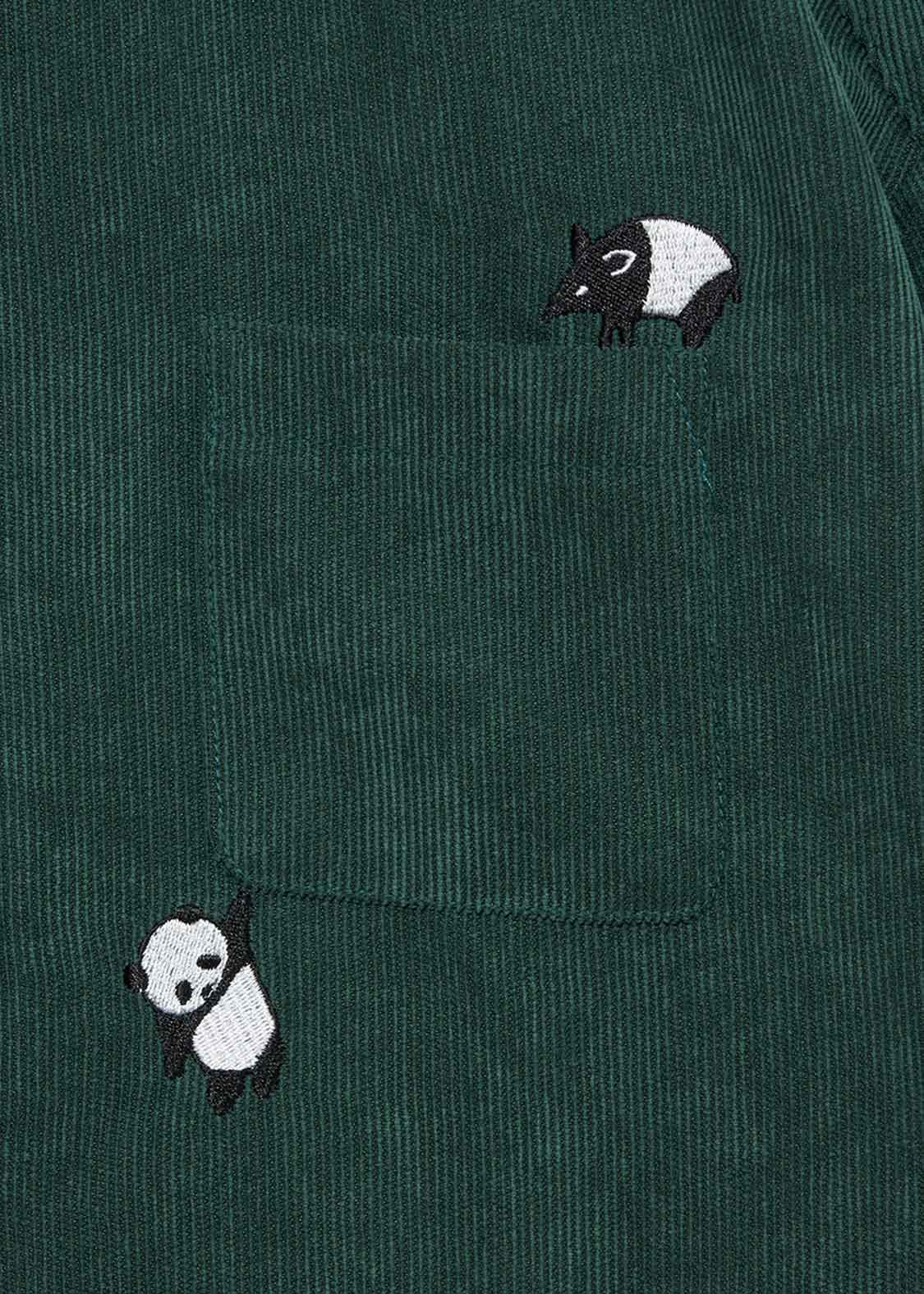 Corduroy Long Sleeve Shirt One-Piece (Rolling Pandas)