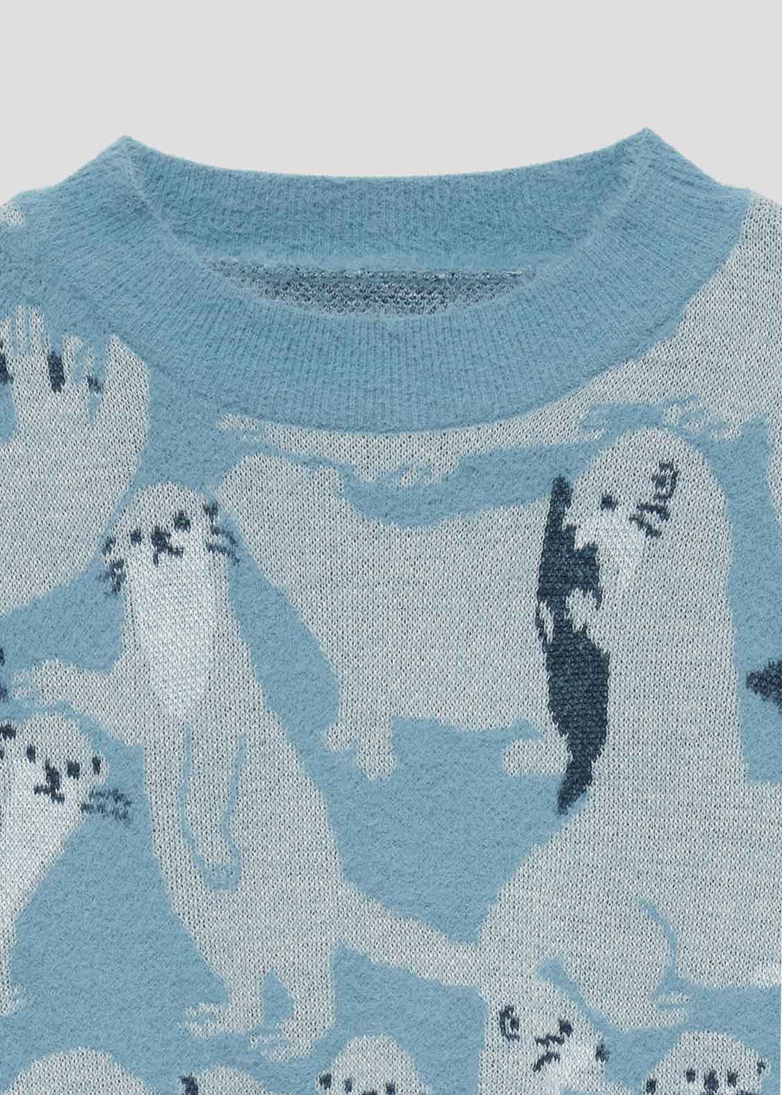 Graphic Long Sleeve Knit (Otters)