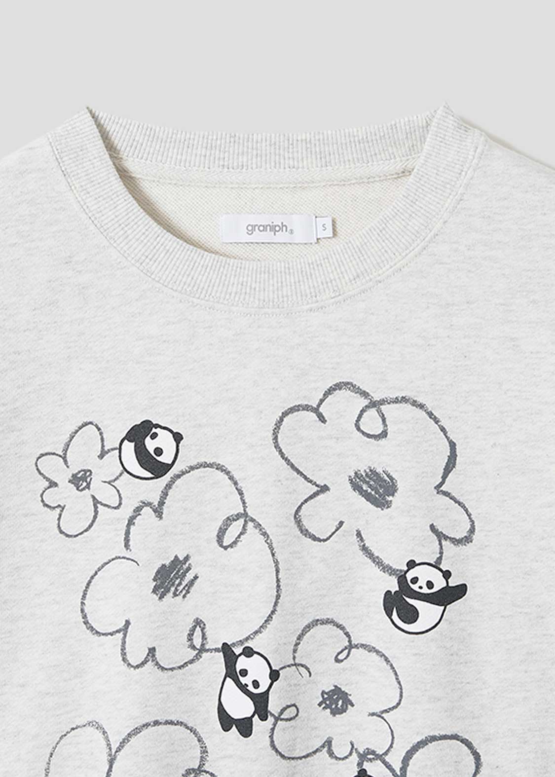 Rolling Pandas Flower Sketch | Fleece Sweatshirt