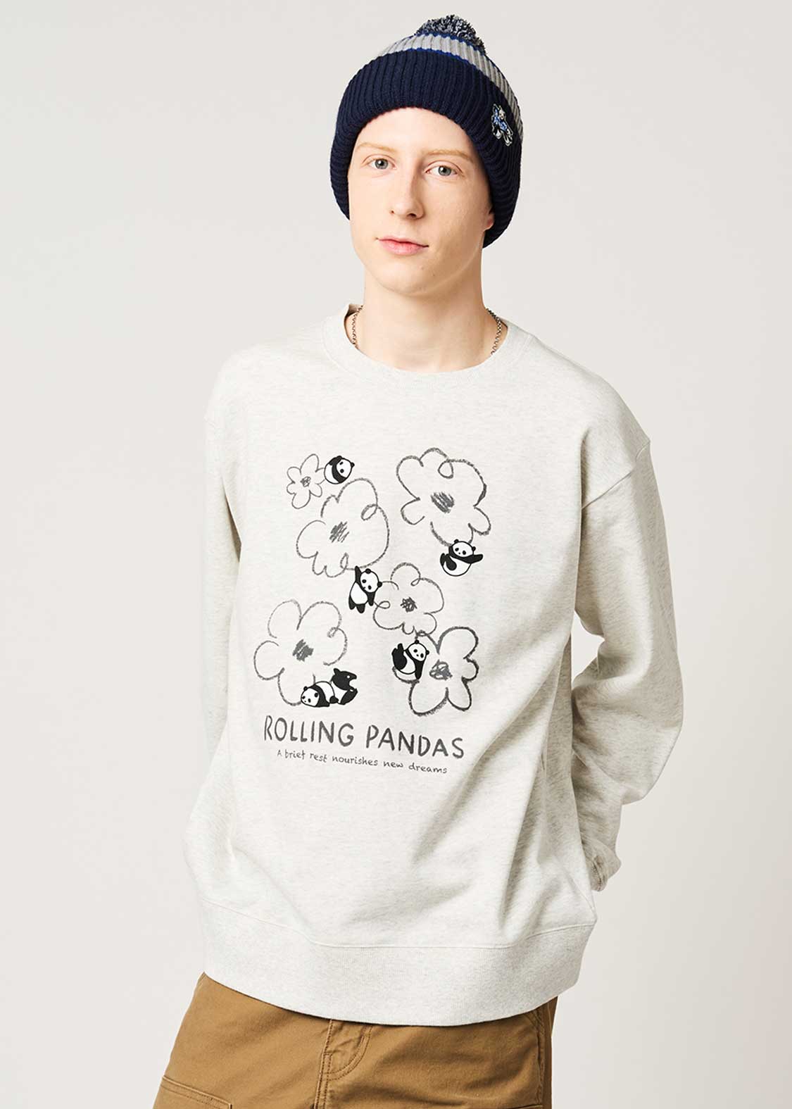 Rolling Pandas Flower Sketch | Fleece Sweatshirt