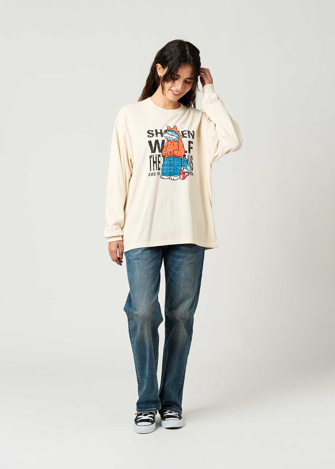 Shonen Wolf A | Pigment Oversized Long Sleeve T-Shirt
