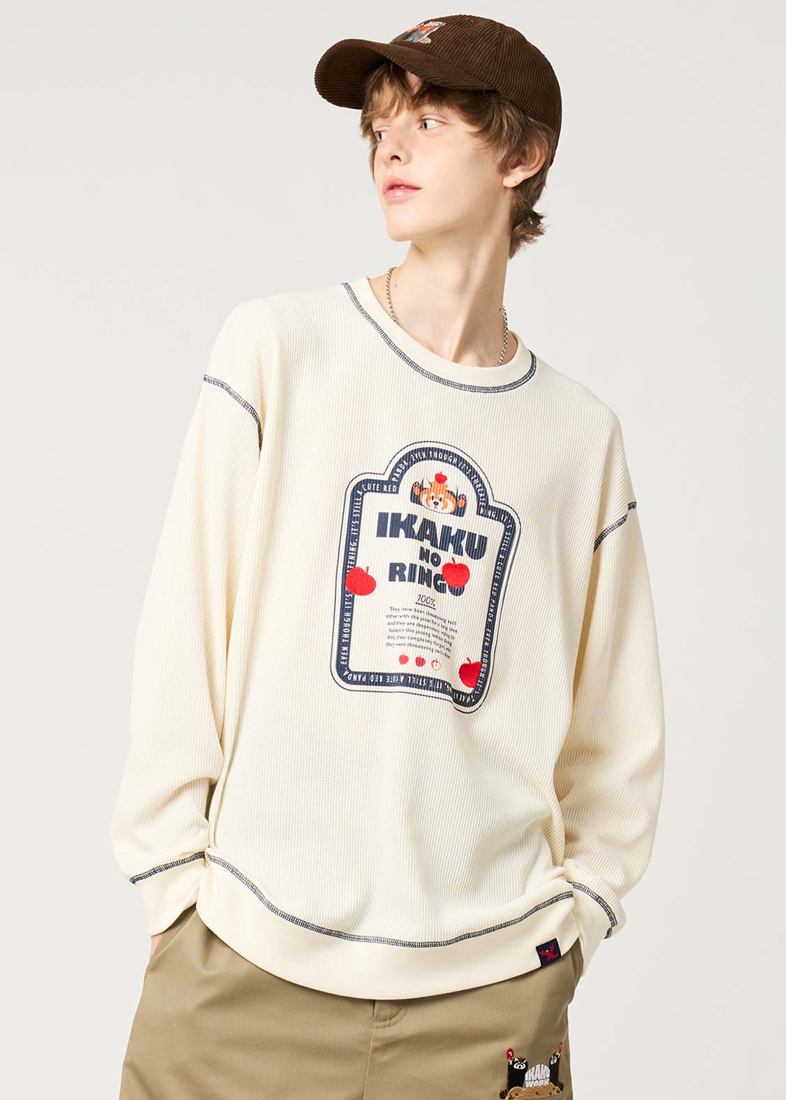Ikaku No Ringo | Waffle Big Long Sleeve T-Shirt