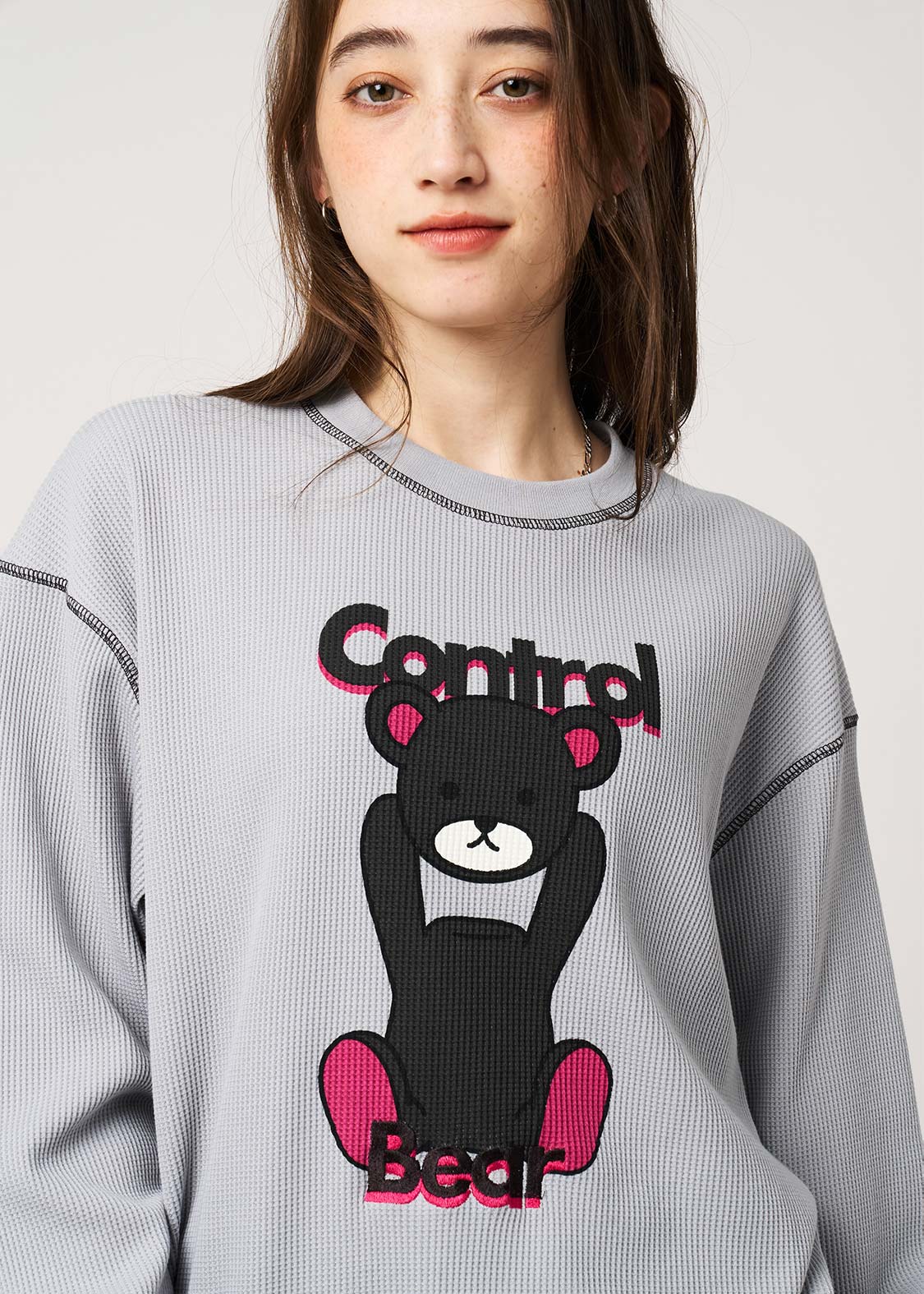 Control Bear | Waffle Big Long Sleeve T-Shirt