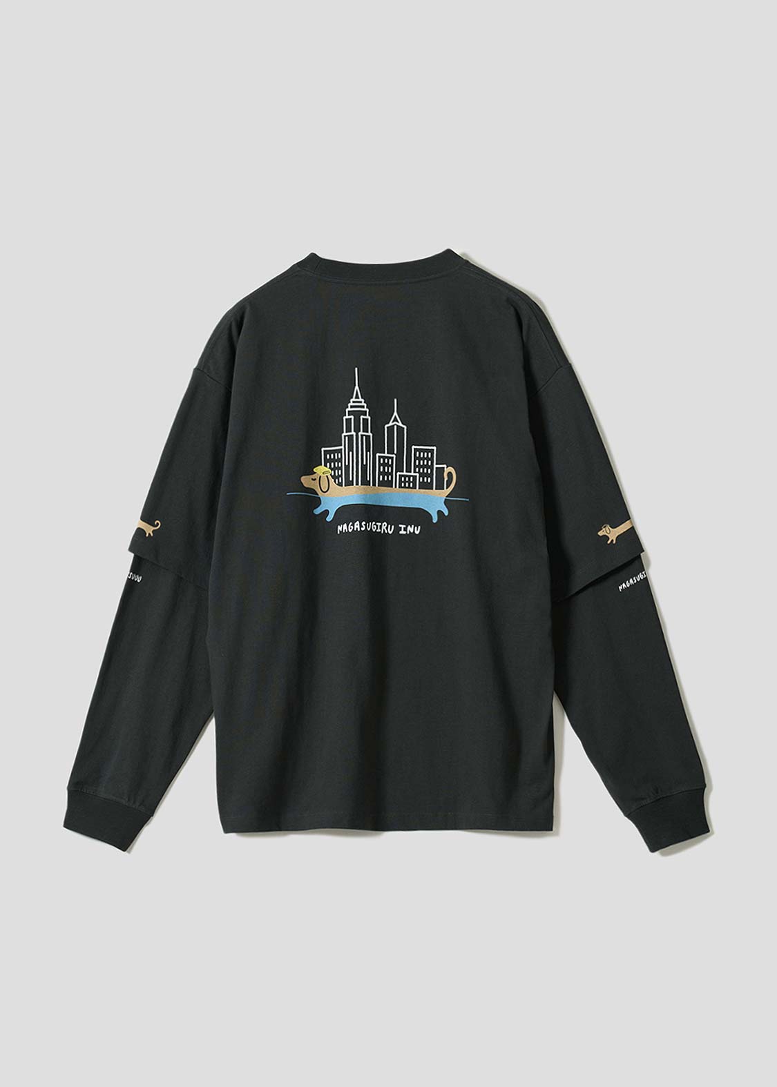Nagasugiru Inu New York Time | Layered Oversized Long Sleeve T-Shirt