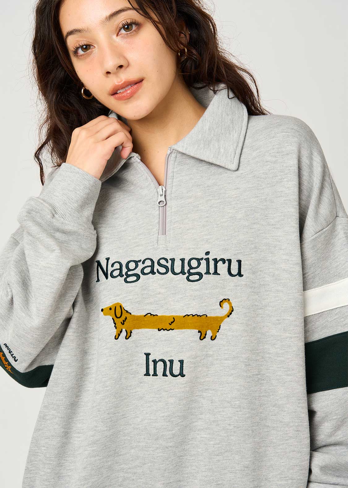 Painted Nagasugiru Inu | Half-Zip Sweatshirt