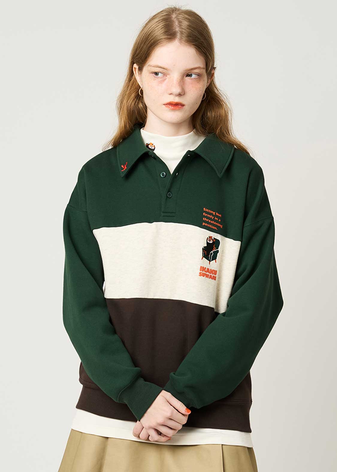 Ikaku Suwari | Fluffy Fleece Collared Sweatshirt
