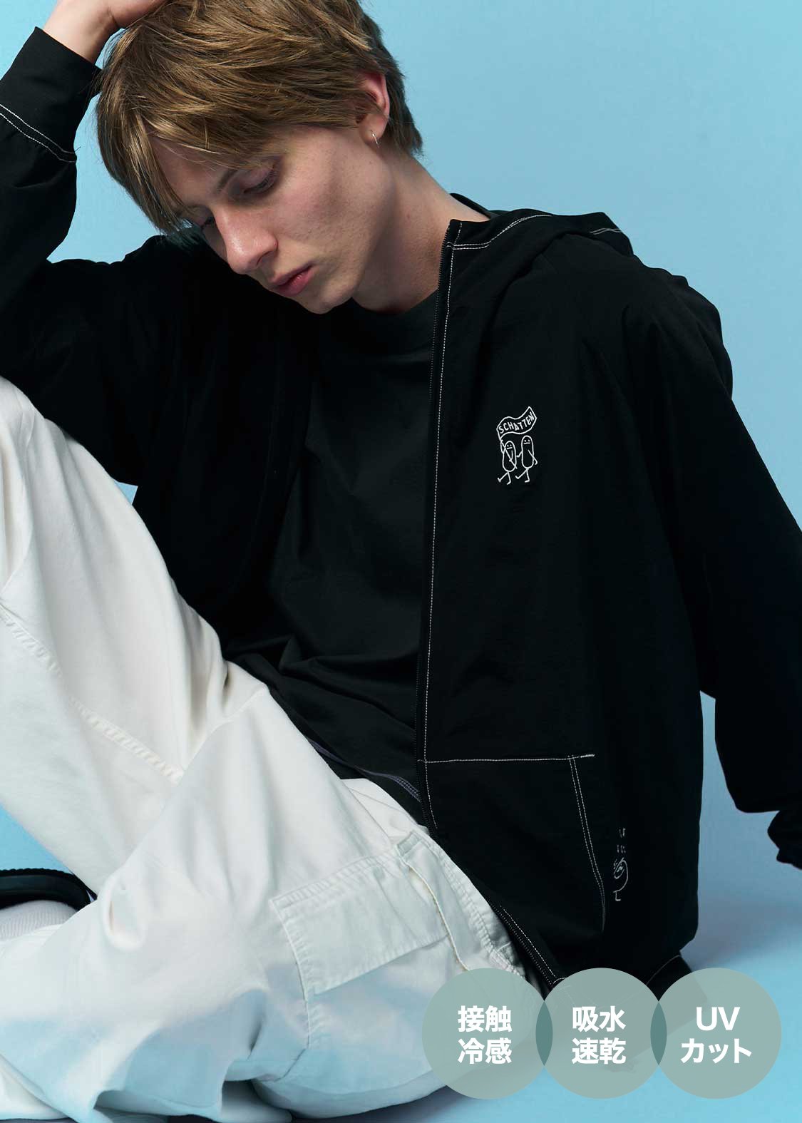 Multifunction Color Stitch Long Sleeve Zip Parka (Beautiful Shadow March)