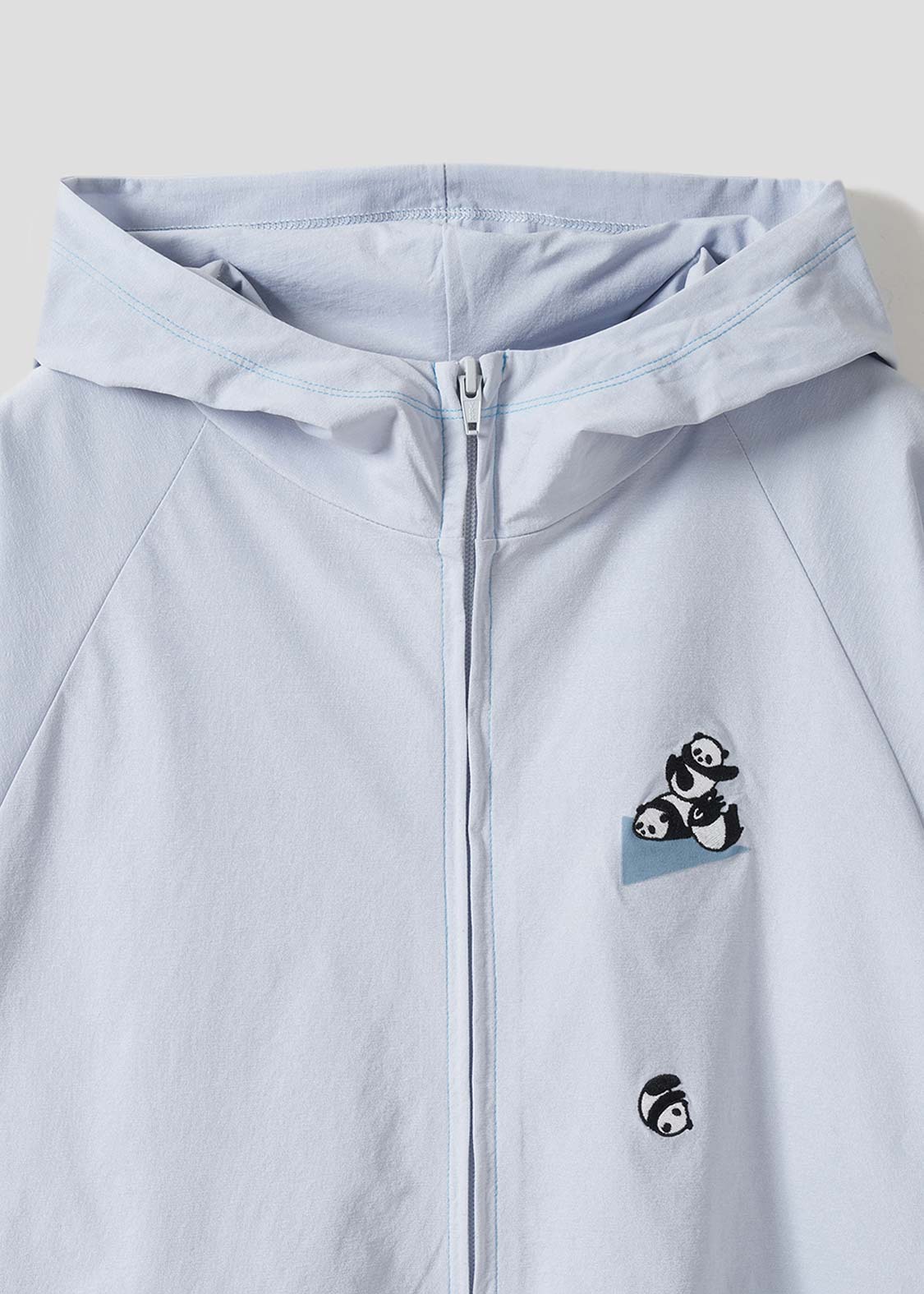 Multifunction Color Stitch Long Sleeve Zip Parka (Rolling Pandas Pennant)