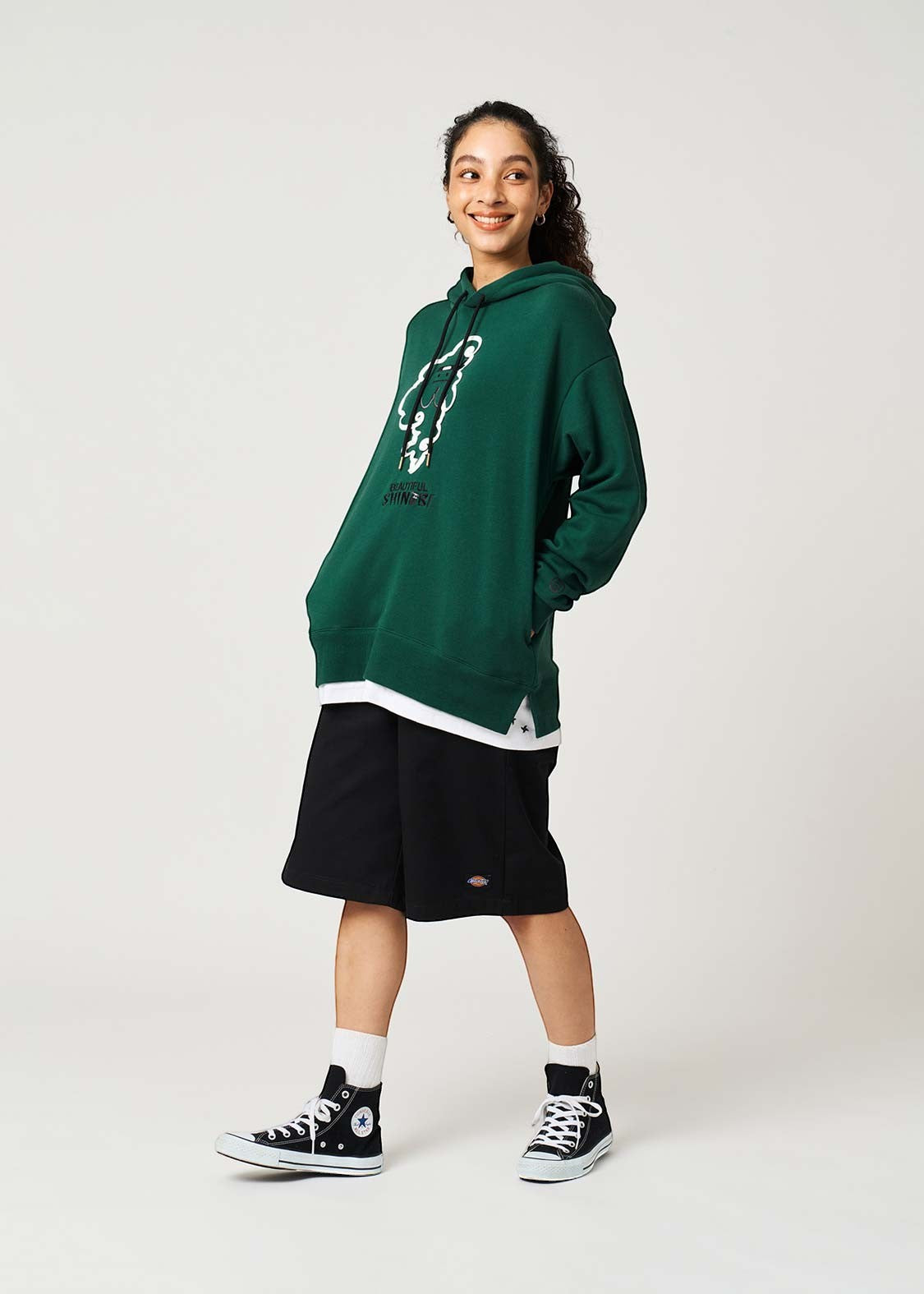 Beautiful Shadow Shinobi Green | Layered Fleece Oversized Hoodie