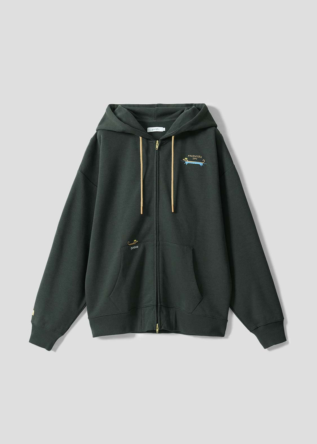 Nagasugiru Inu New York Time | Cardboard Big Zip Hoodie