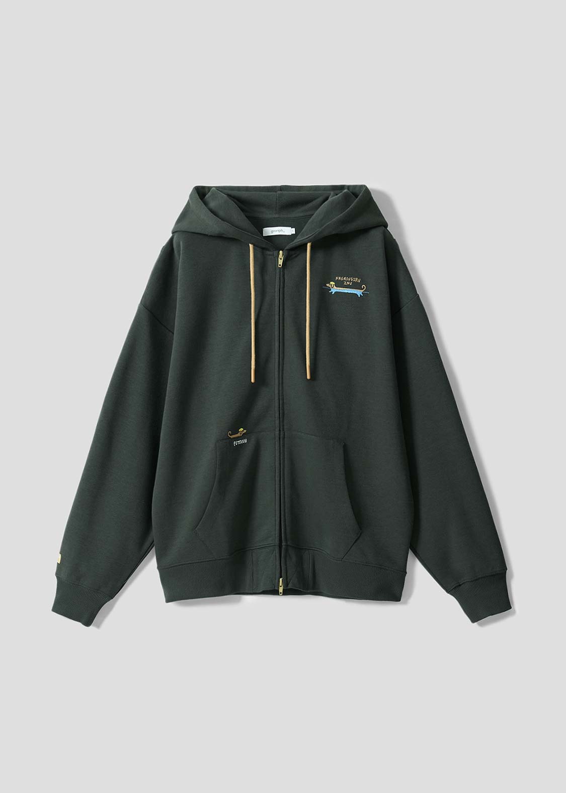 Nagasugiru Inu New York Time | Cardboard Big Zip Hoodie