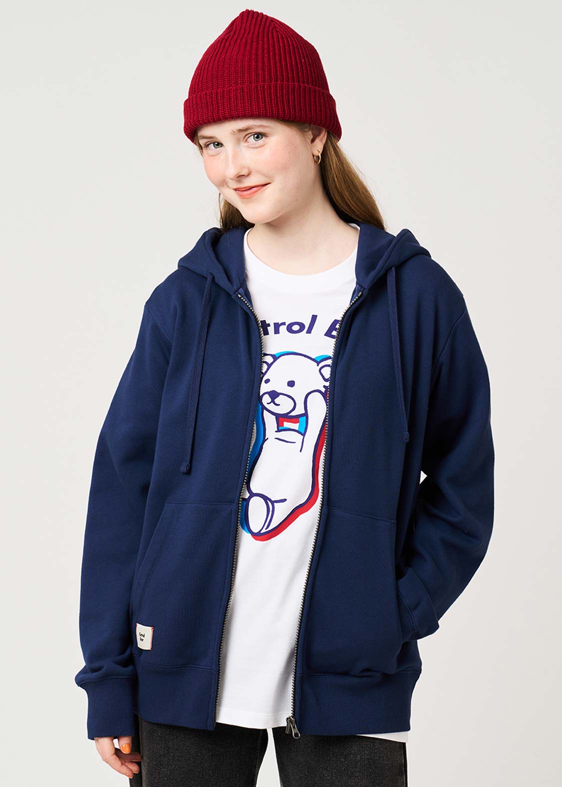 Control Bear A | Fleece Back Face Zip Hoodie