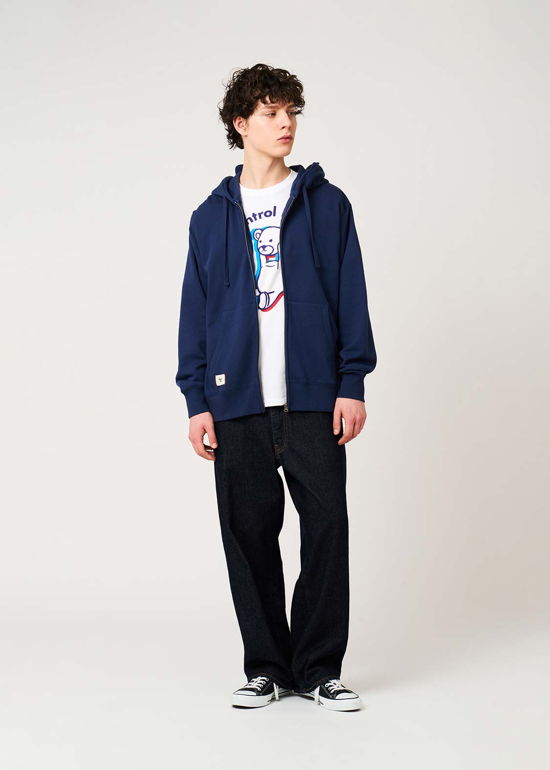 Control Bear A | Fleece Back Face Zip Hoodie