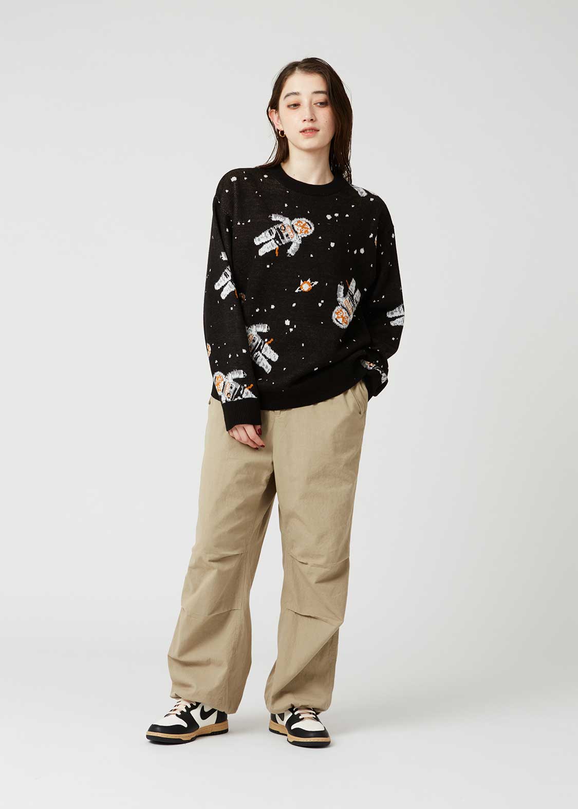 Jacquard Long Sleeve Knit (ASTRO CAT Walk in Space)