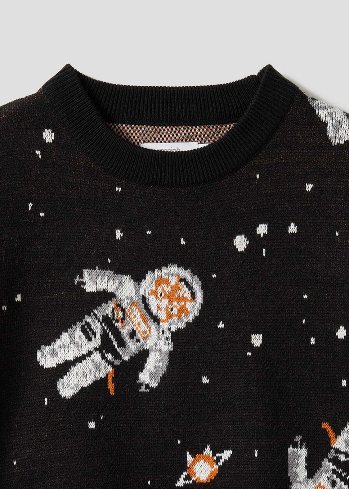 Jacquard Long Sleeve Knit (ASTRO CAT Walk in Space)