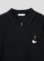 Nagasugiru Inu Ghost | Collared Knit Cardigan