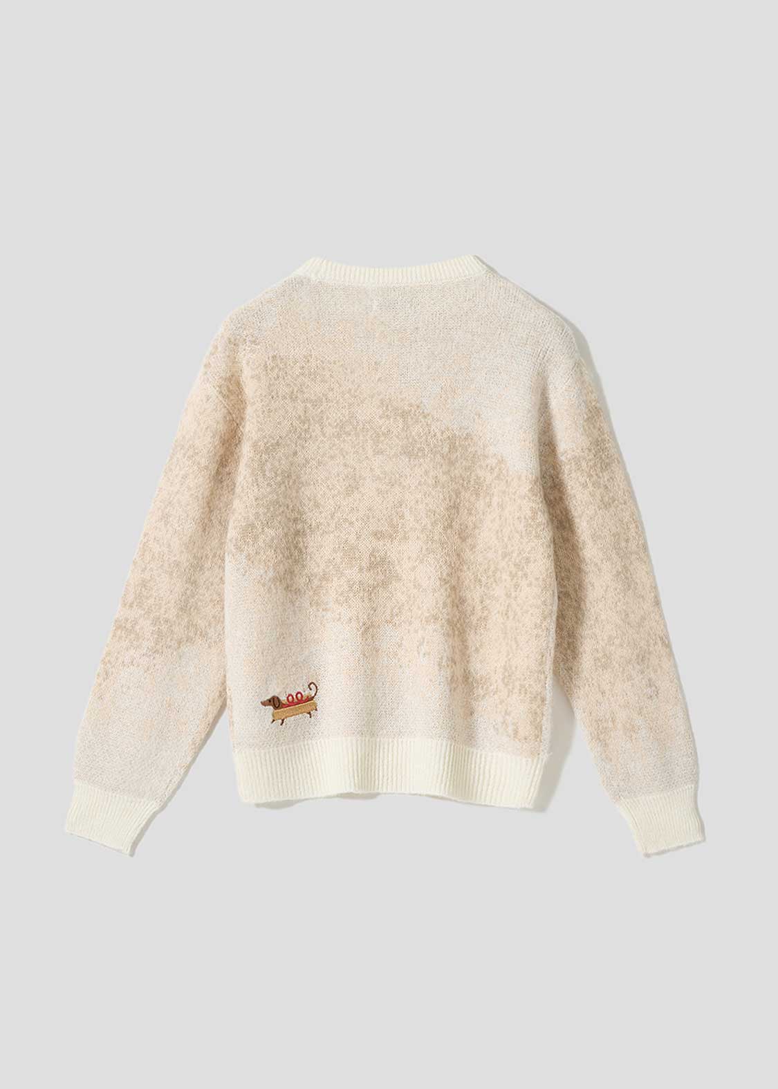 Nagasugiru Inu Meets Hot Dog | Gradient Crew Neck Knit