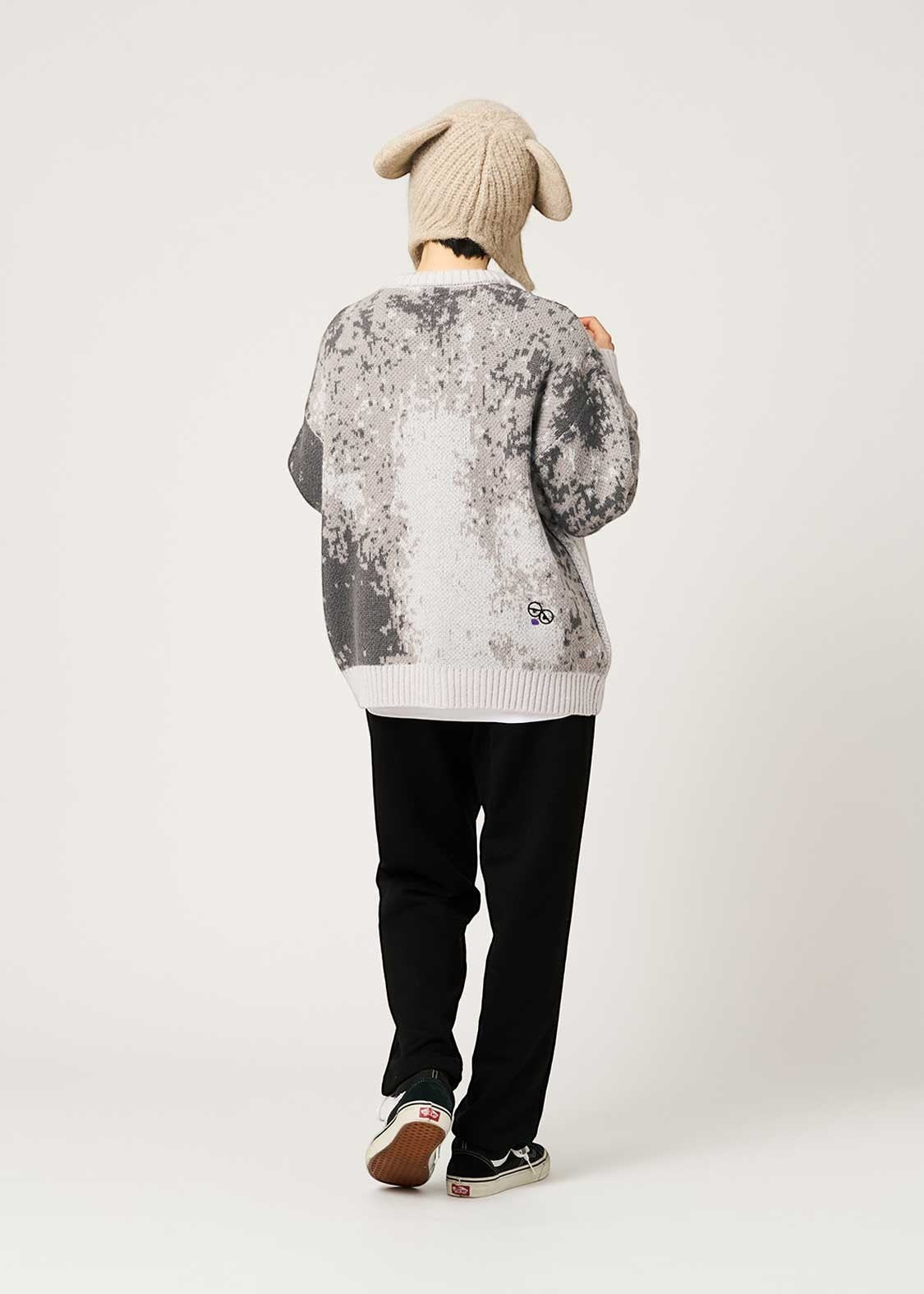 Lalakoko | Jacquard V-Neck Knit Cardigan