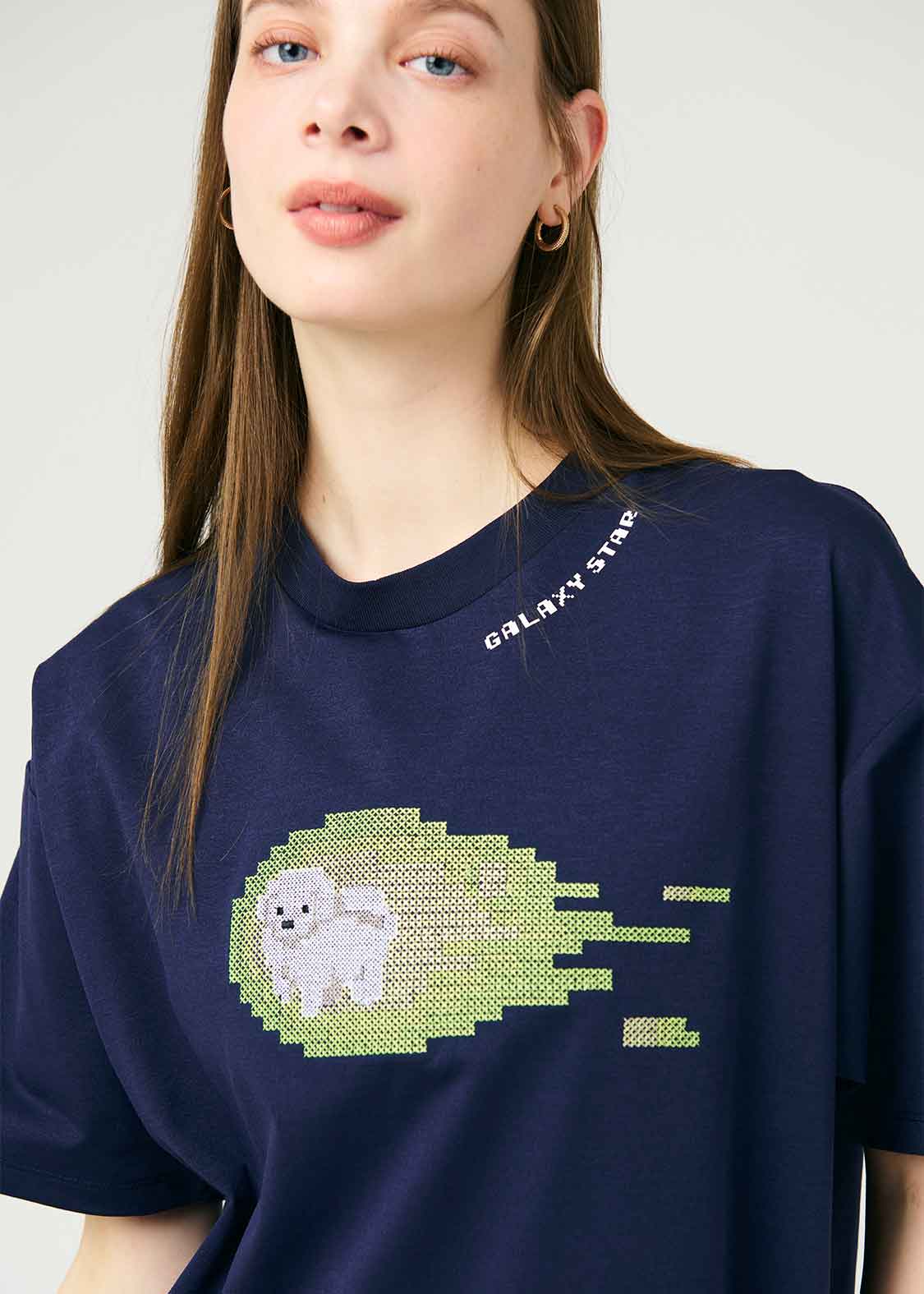 Draw Cord Big Dry Short Sleeve Tee (Galaxy Dog  8bit )