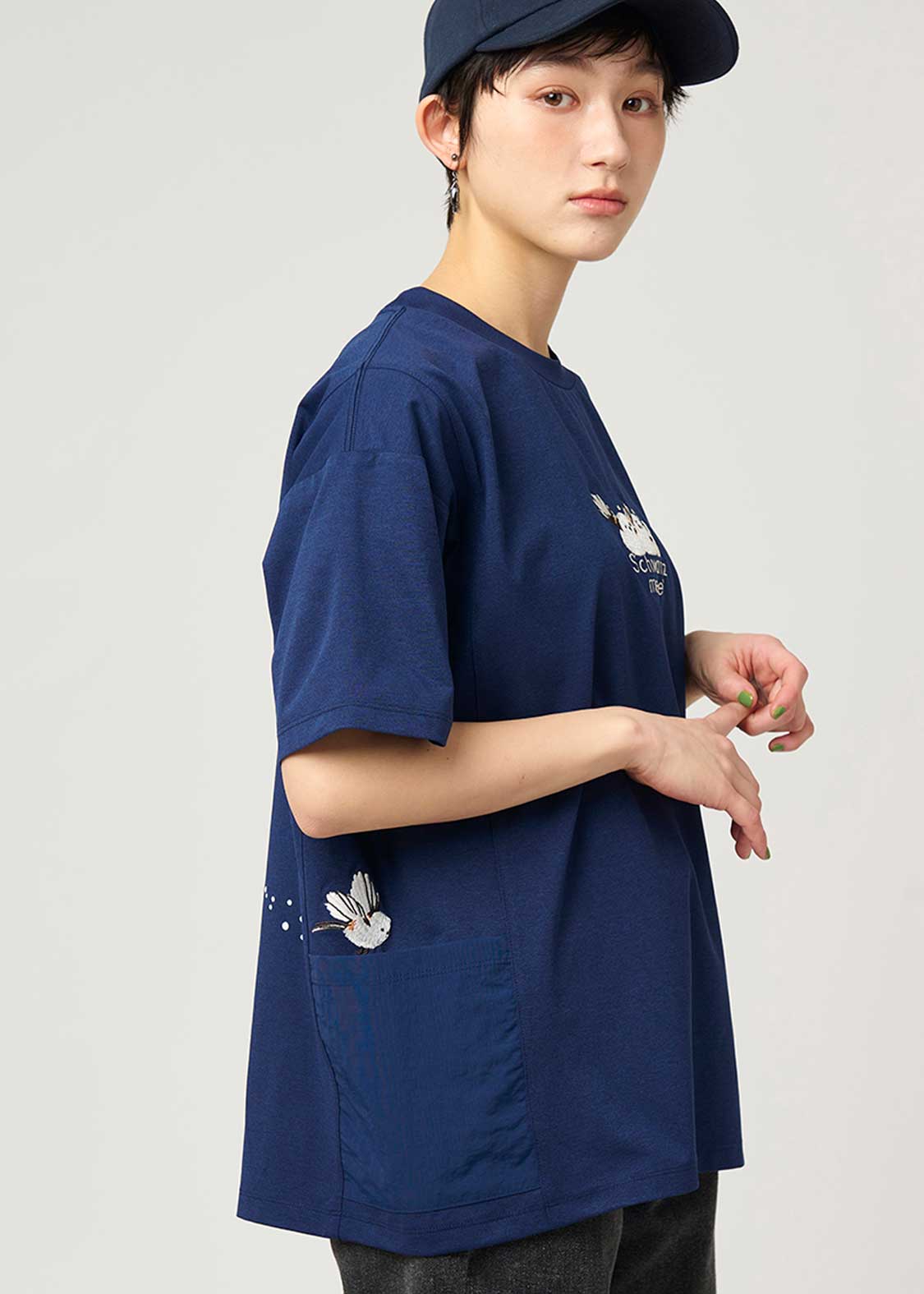 Side Pocket Big Silhouette Short Sleeve Tshirt  (Shimaenaga)