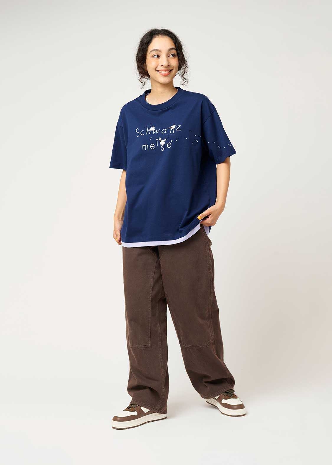 Layered Big Silhouette Short Sleeve Tshirt (Shimaenaga)
