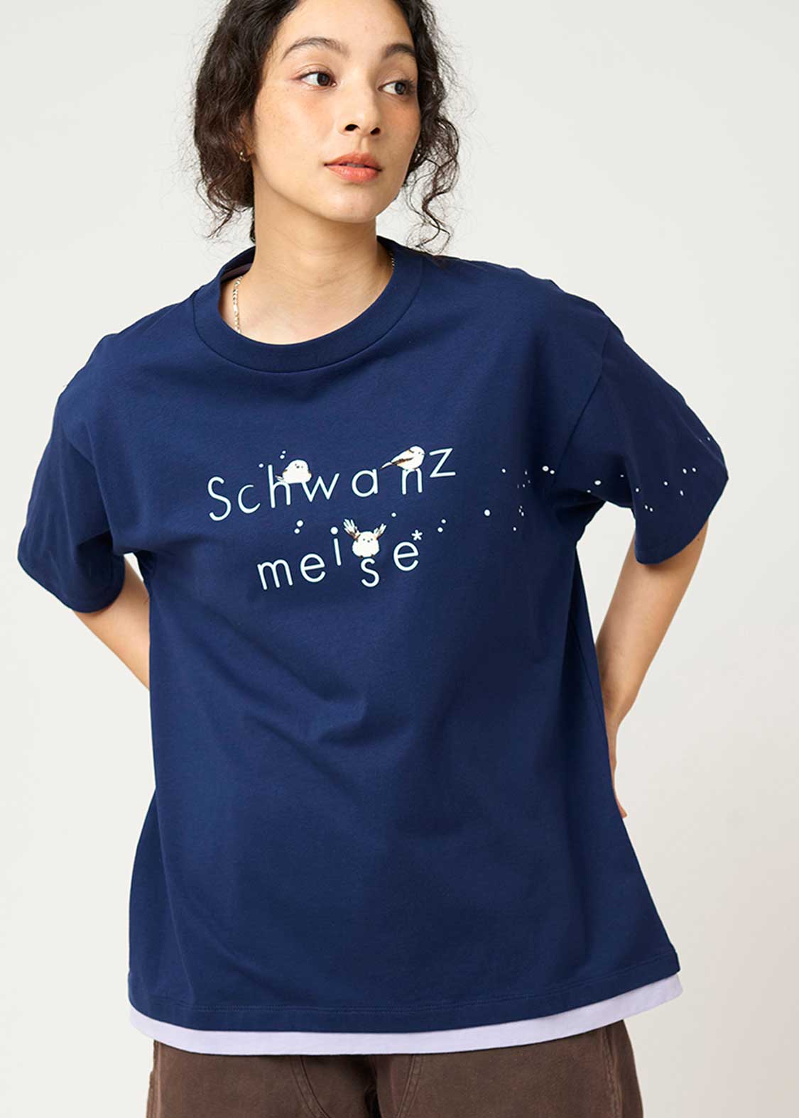 Layered Big Silhouette Short Sleeve Tshirt (Shimaenaga)