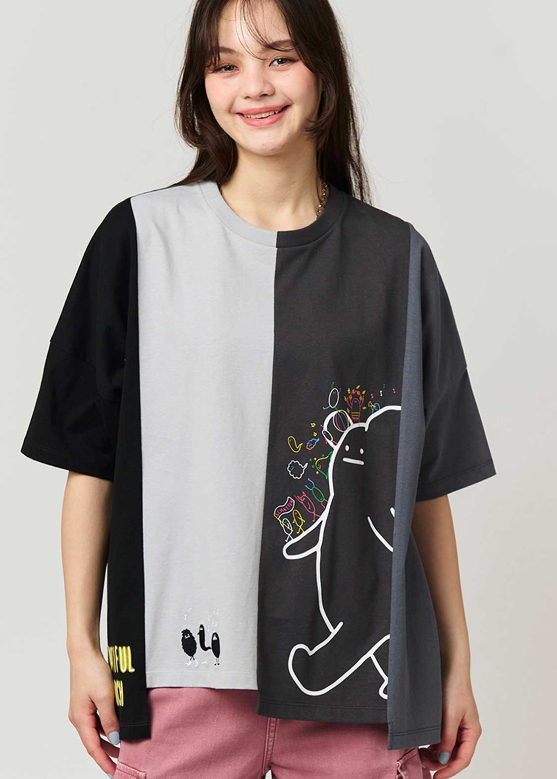 Super Wide Silhouette Doking Short Sleeve Tshirt (Beautiful Shadow March)