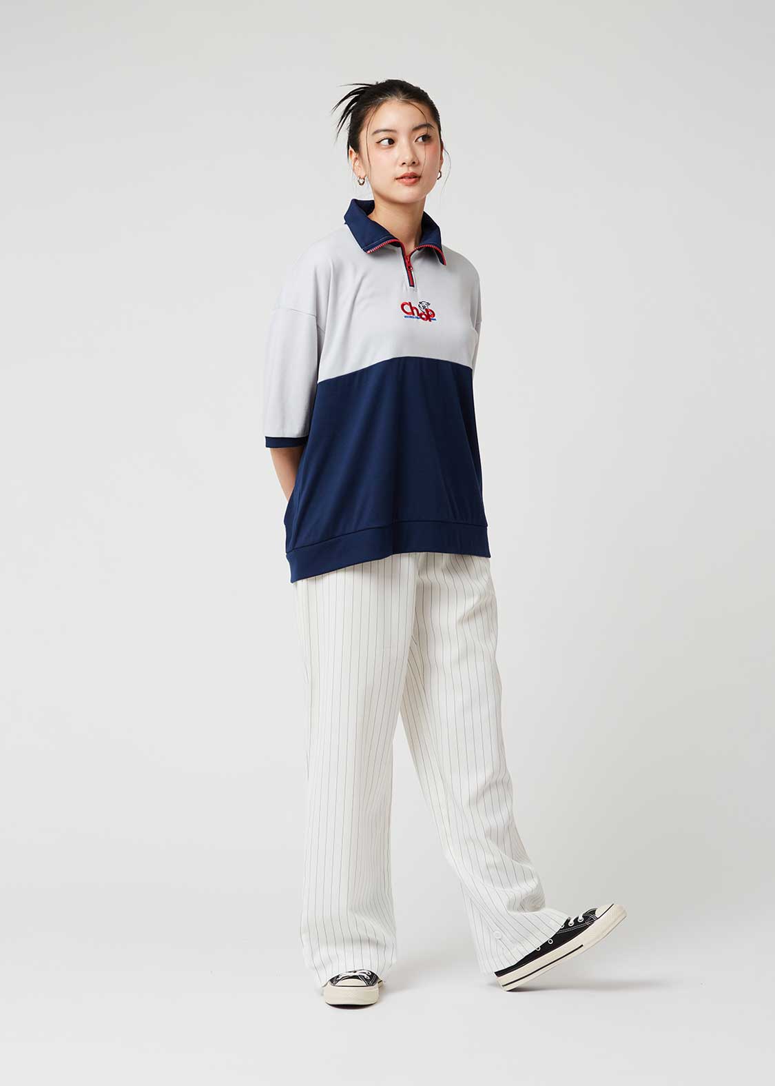Lamb Chop | Half-Zip Big Silhouette T-Shirt