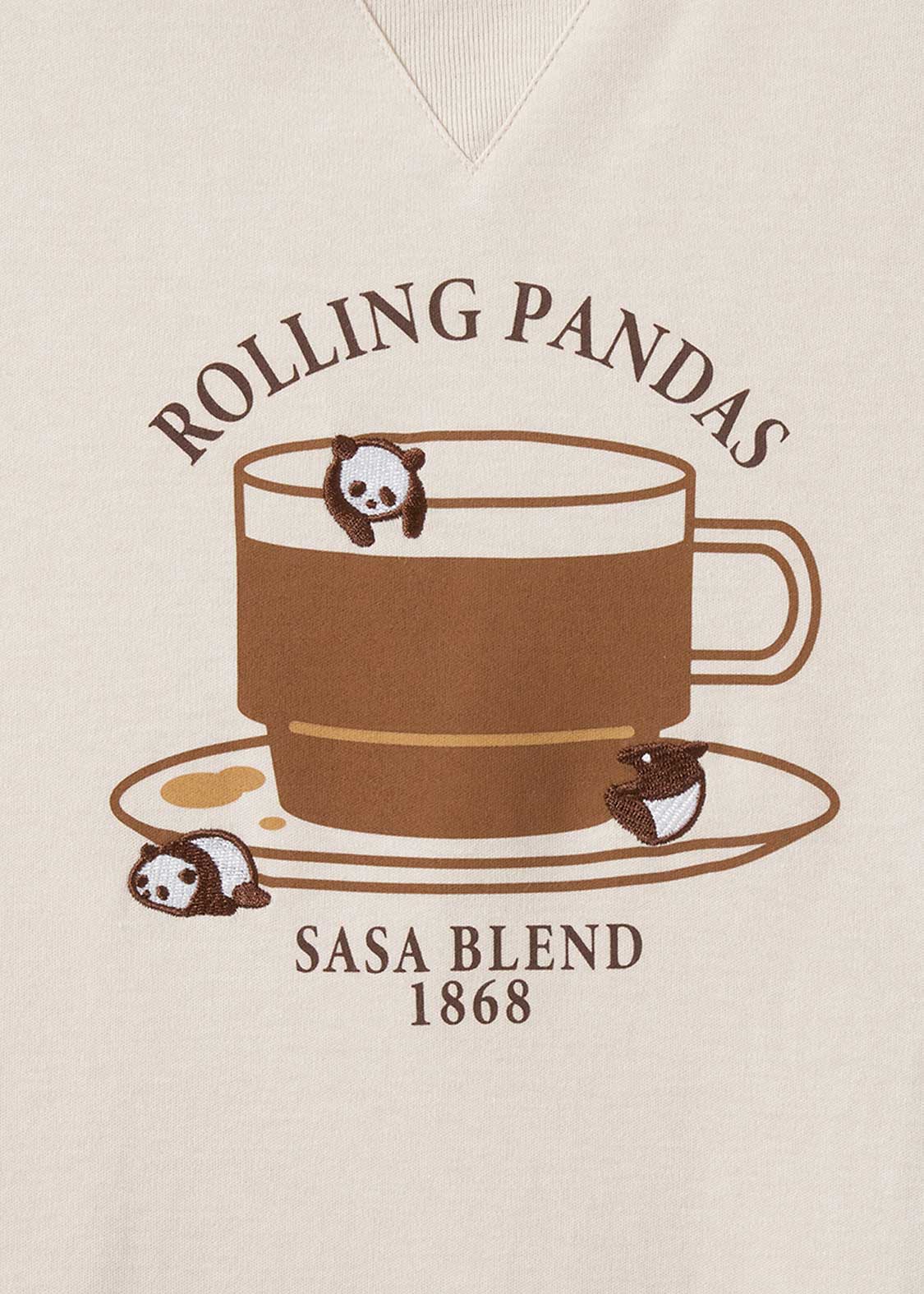 Rolling Pandas Tee | Big Silhouette T-Shirt With Switching