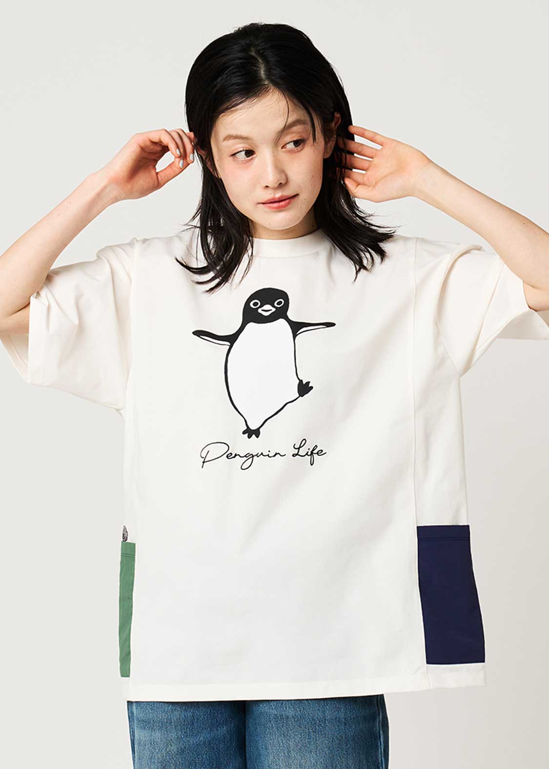 Sakazaki Chiharu – Penguin Life | Side Pocket Oversized T-Shirt