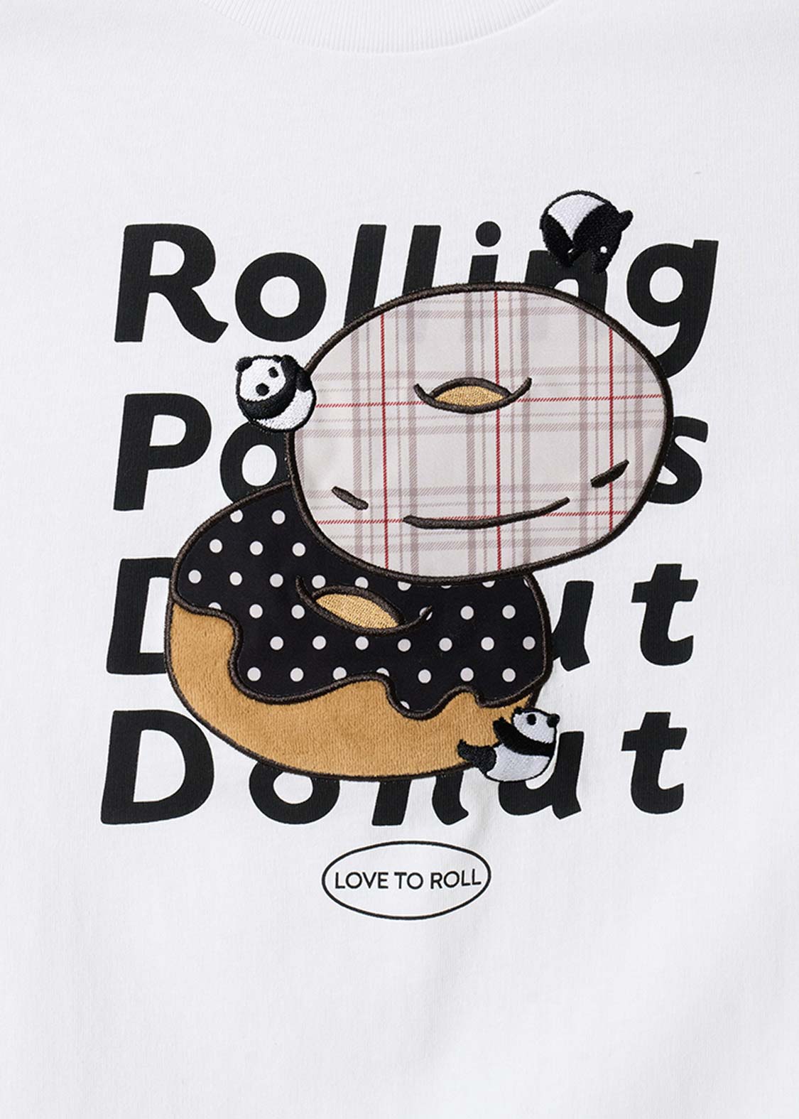 Rolling Panda's Donuts | Applique T-Shirt