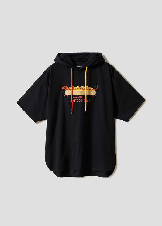 Nagasugiru Inu Meets Hot Dog | Big Silhouette Short-Sleeve Hoodie