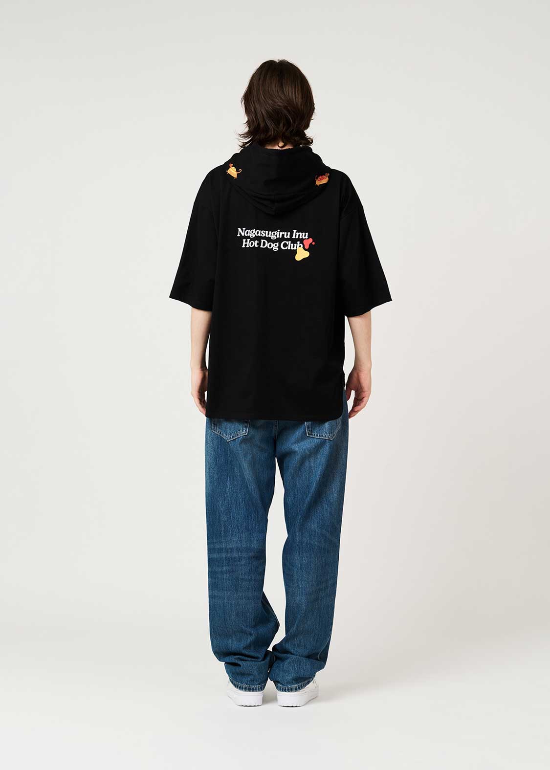 Nagasugiru Inu Meets Hot Dog | Big Silhouette Short-Sleeve Hoodie