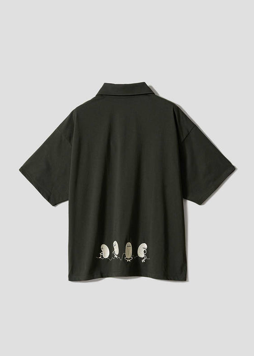 Beautiful Shadow Just Be Here DRK | Half-Zip Big Silhouette T-Shirt