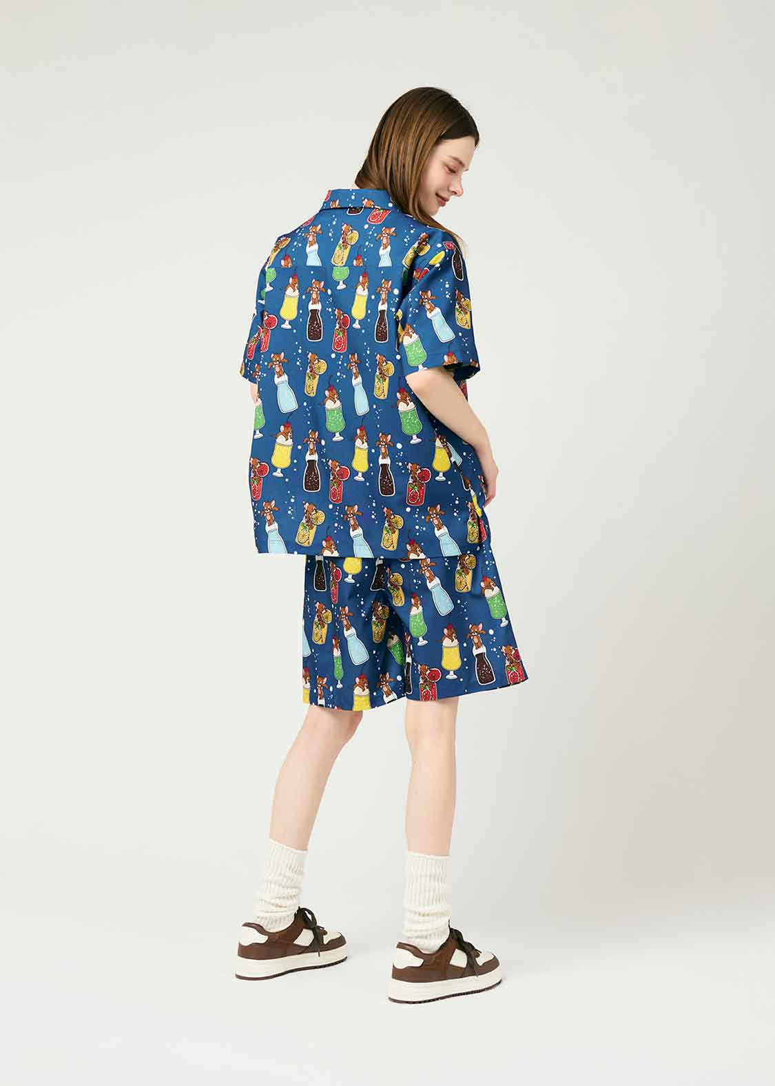 Hanna Barbera Open Collar Short Sleeve Shirt (Hanna Barbera_Soda Pattern)