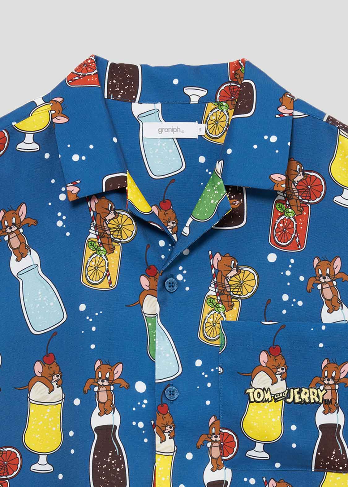 Hanna Barbera Open Collar Short Sleeve Shirt (Hanna Barbera_Soda Pattern)