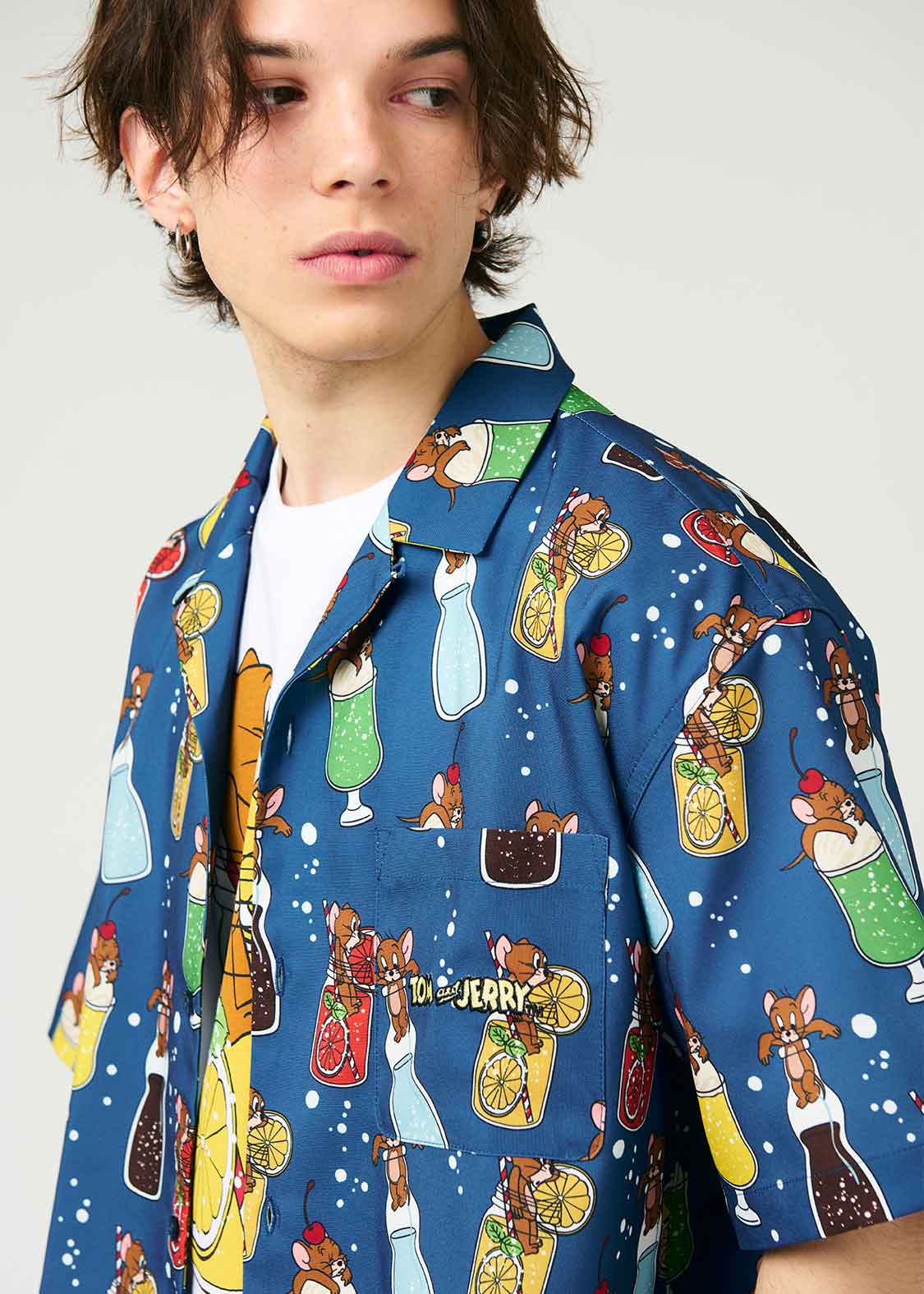 Hanna Barbera Open Collar Short Sleeve Shirt (Hanna Barbera_Soda Pattern)