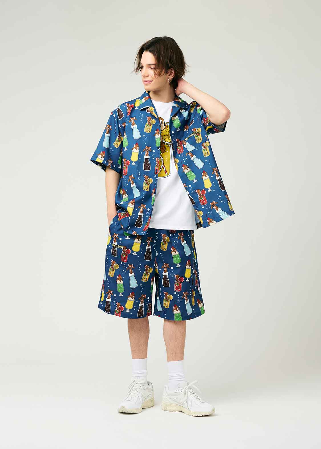 Hanna Barbera Open Collar Short Sleeve Shirt (Hanna Barbera_Soda Pattern)