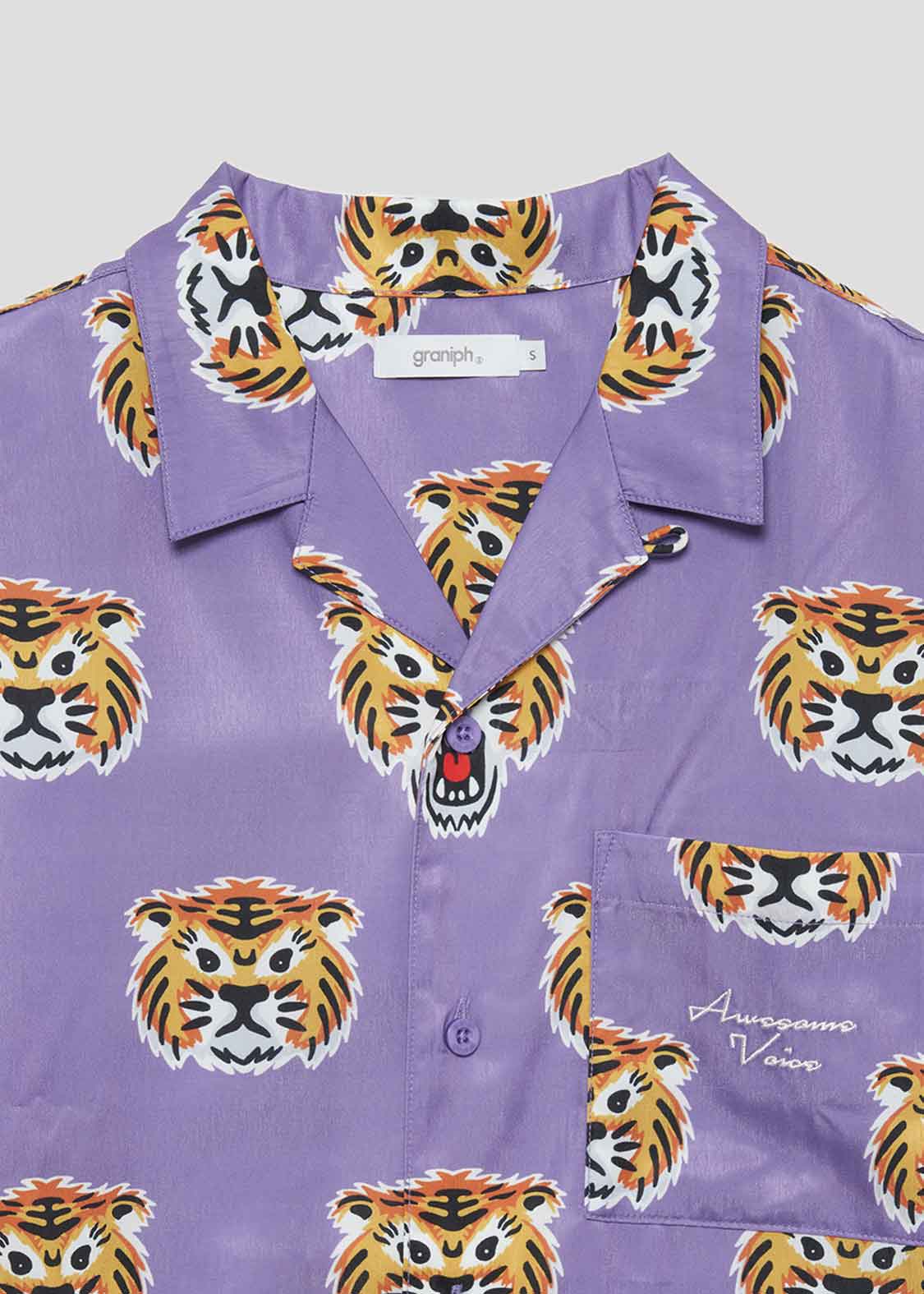 Open Collar Short Sleeve Shirt (Awesome Tiger)