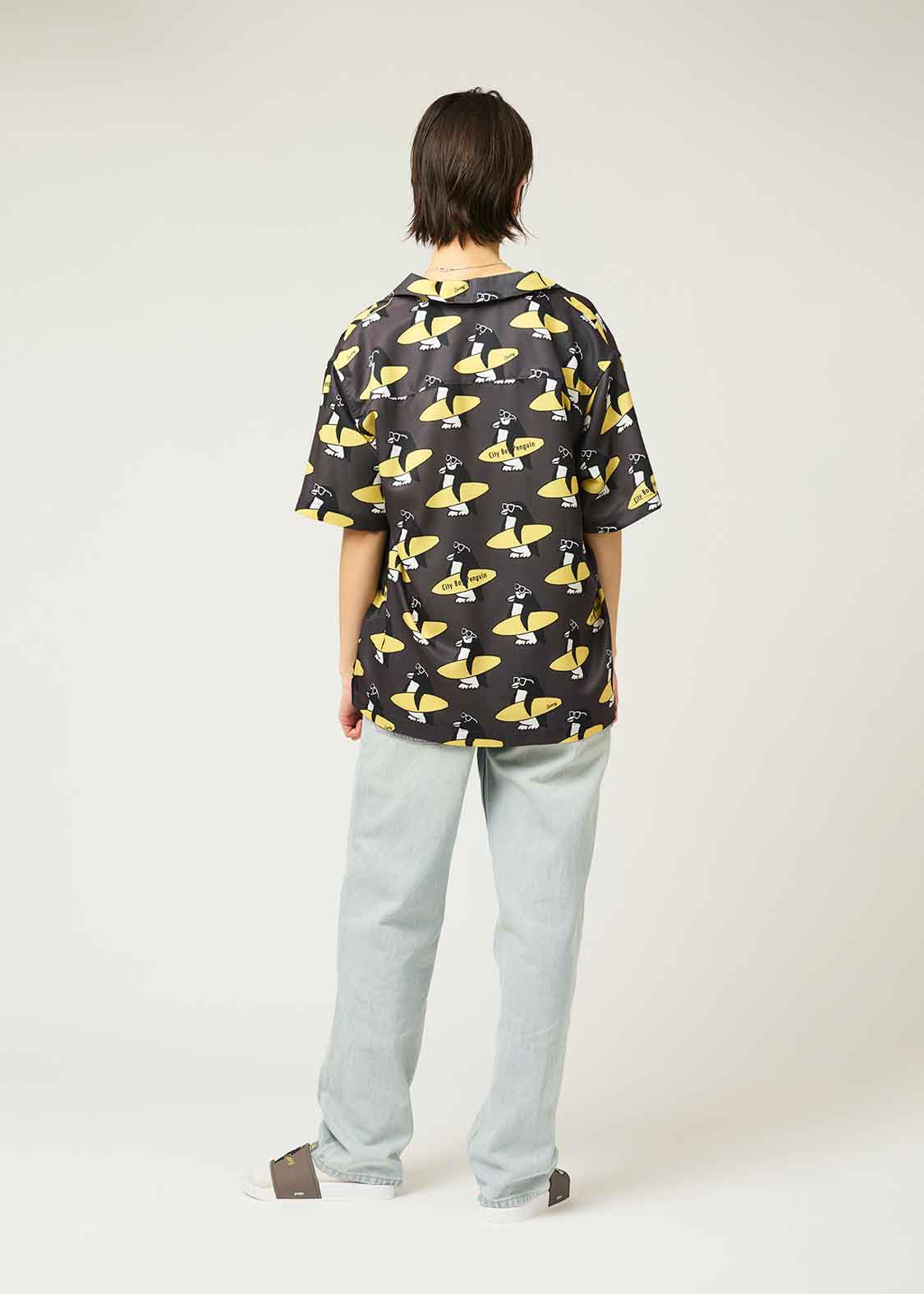 Open Collar Short Sleeve Shirt (City boy Penguin Surf)