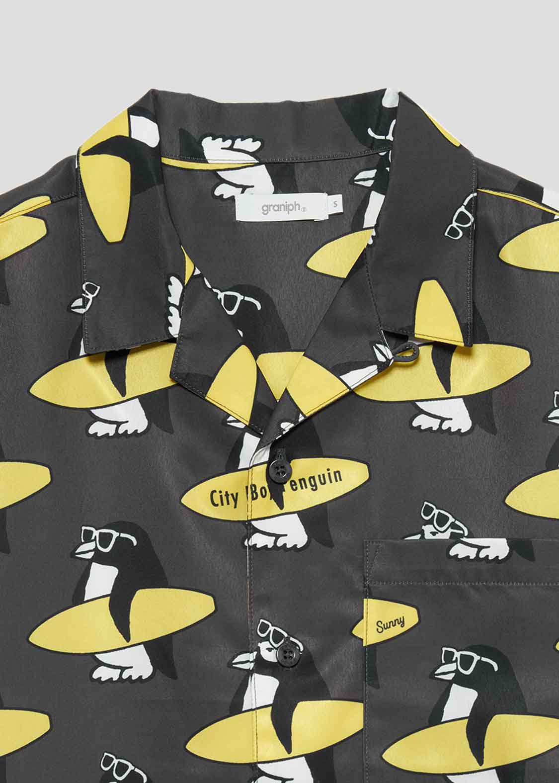 Open Collar Short Sleeve Shirt (City boy Penguin Surf)